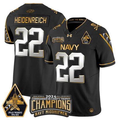 Navy Midshipmen 2024 Commander-In-Chief's Trophy Champions Patch Gold Vapor Limited Jersey - All Stitched