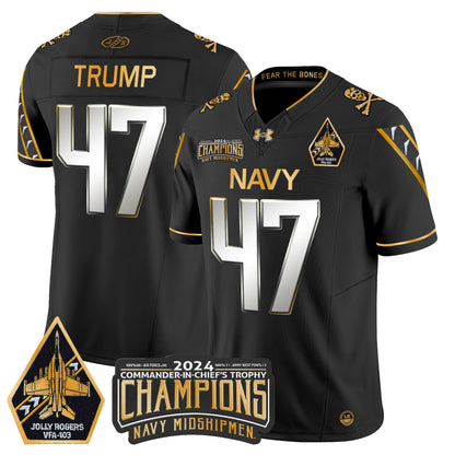 Navy Midshipmen 2024 Commander-In-Chief's Trophy Champions Patch Gold Vapor Limited Jersey - All Stitched