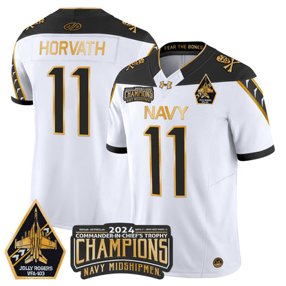 Navy Midshipmen 2024 Commander-In-Chief's Trophy Champions Patch Gold Vapor Limited Jersey - All Stitched