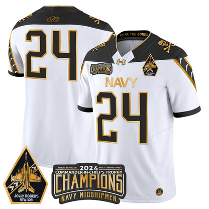 Navy Midshipmen 2024 Commander-In-Chief's Trophy Champions Patch Gold Vapor Limited Jersey - All Stitched