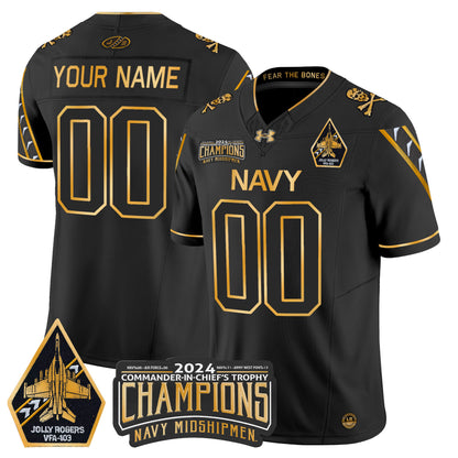 Navy Midshipmen 2024 Commander-In-Chief's Trophy Champions Patch Gold Vapor Limited Custom Jersey - All Stitched