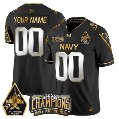 Navy Midshipmen 2024 Commander-In-Chief's Trophy Champions Patch Gold Vapor Limited Custom Jersey - All Stitched