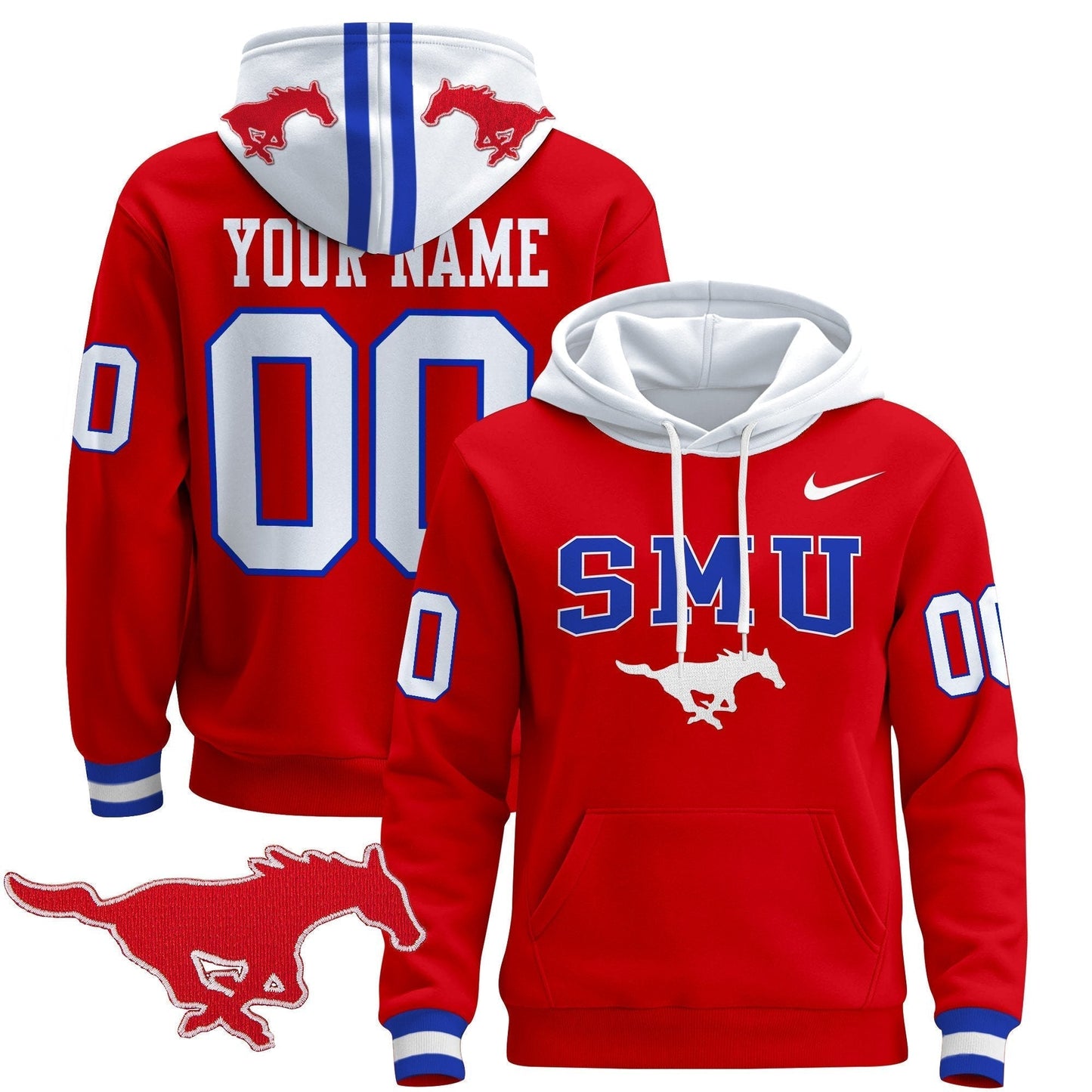 SMU Mustangs 2024 Custom Pullover Hoodie V2