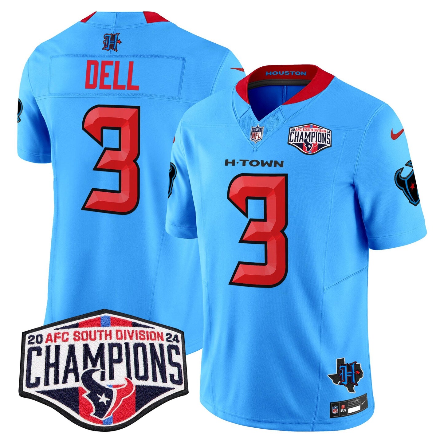 Houston Texans 2024 AFC South Division Champions Patch Vapor Limited Jersey - All Stitched