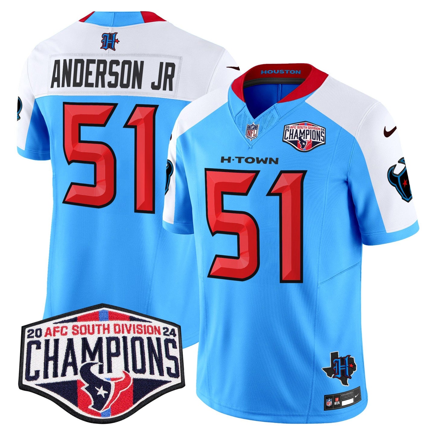 Houston Texans 2024 AFC South Division Champions Patch Vapor Limited Jersey - All Stitched