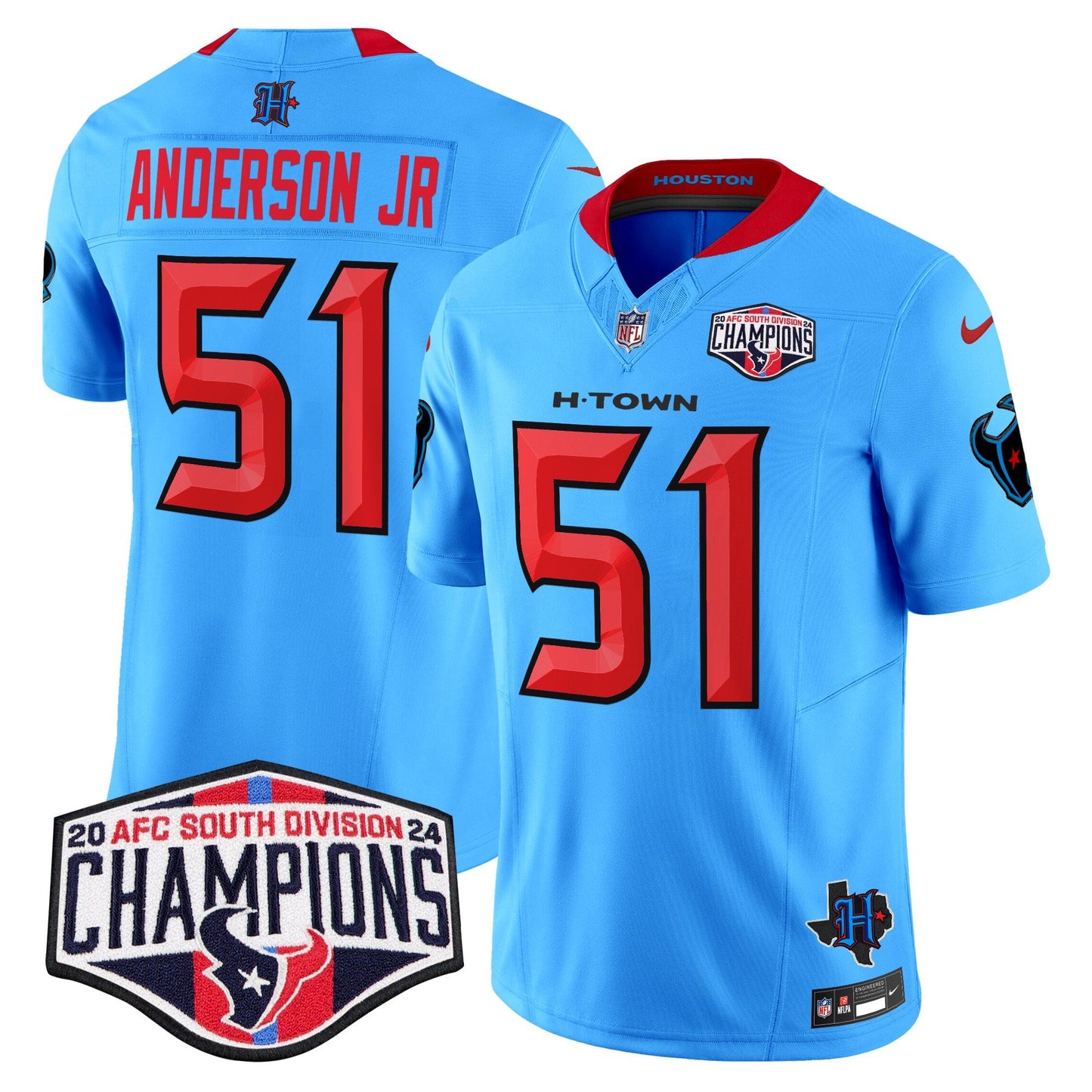 Houston Texans 2024 AFC South Division Champions Patch Vapor Limited Jersey - All Stitched