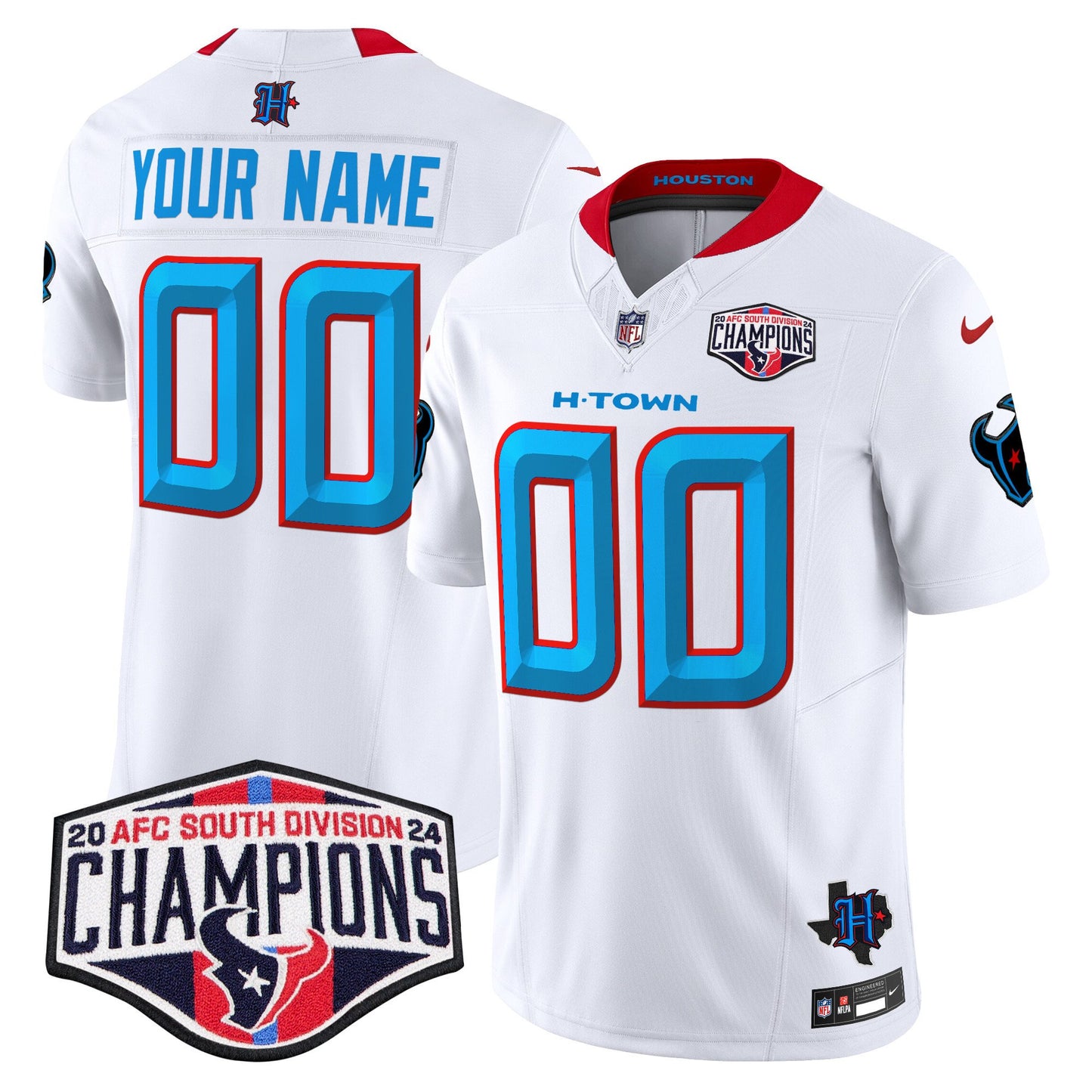 Houston Texans 2024 AFC South Division Champions Patch Vapor Limited Custom Jersey - All Stitched