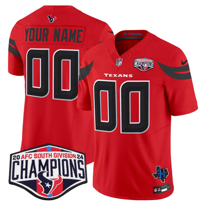 Houston Texans 2024 AFC South Division Champions Patch Vapor Limited Custom Jersey - All Stitched