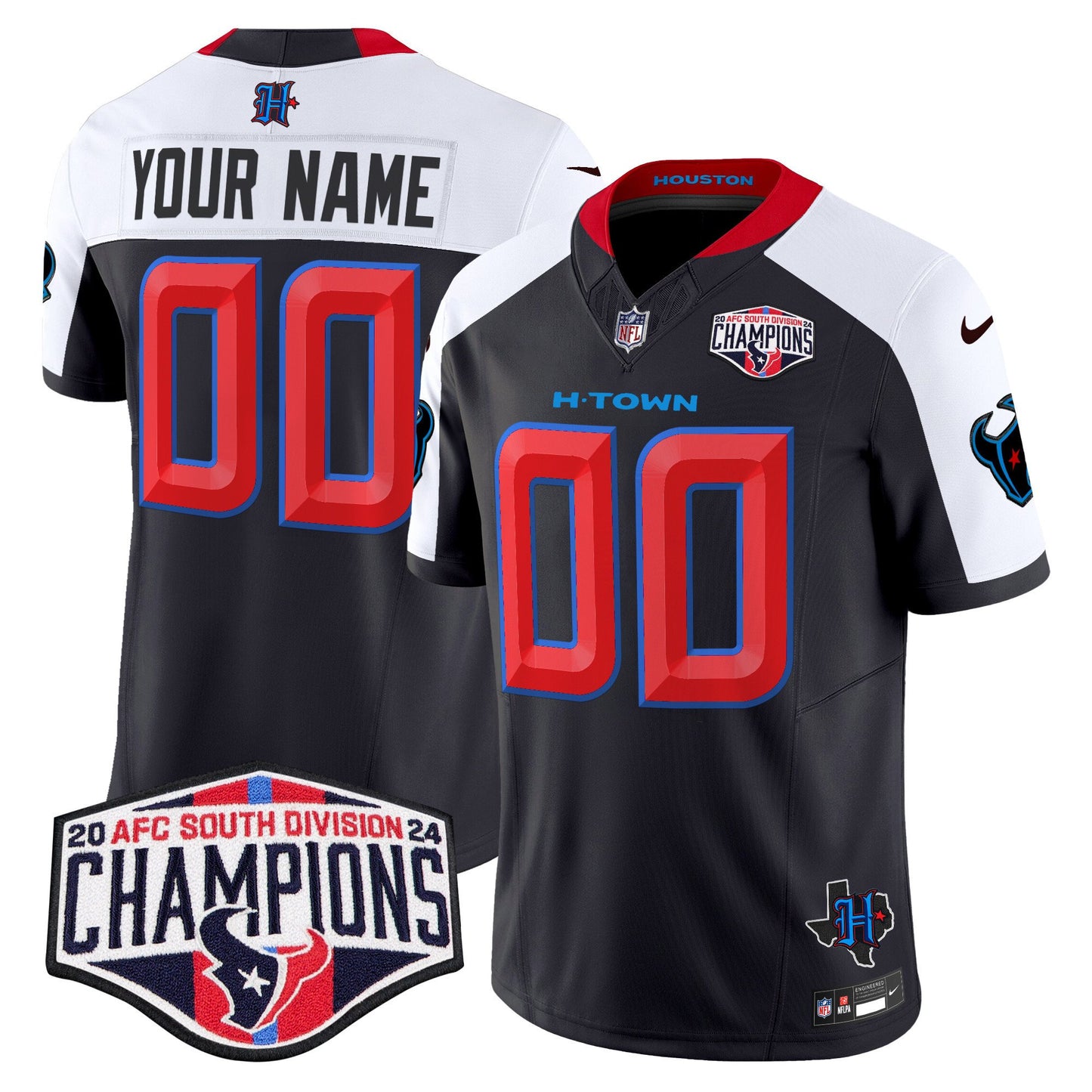 Houston Texans 2024 AFC South Division Champions Patch Vapor Limited Custom Jersey - All Stitched