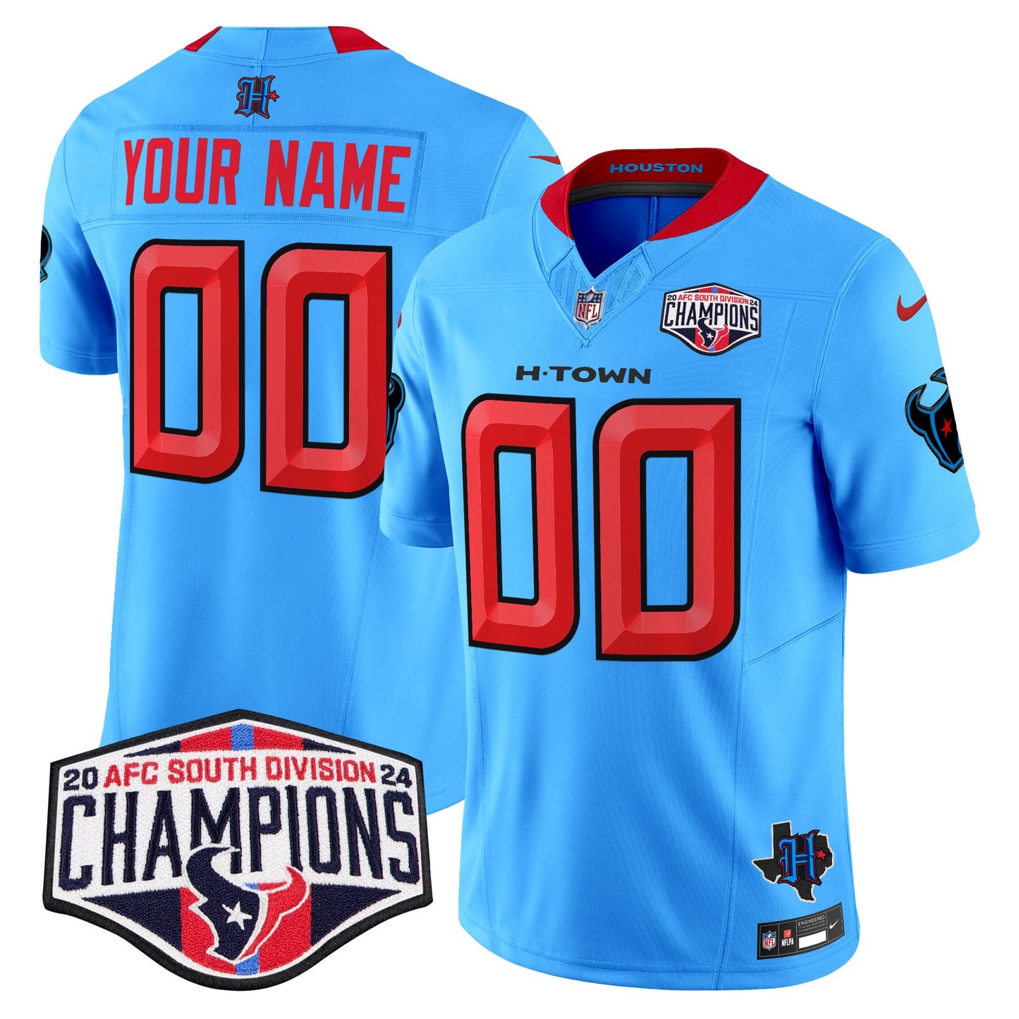 Houston Texans 2024 AFC South Division Champions Patch Vapor Limited Custom Jersey - All Stitched