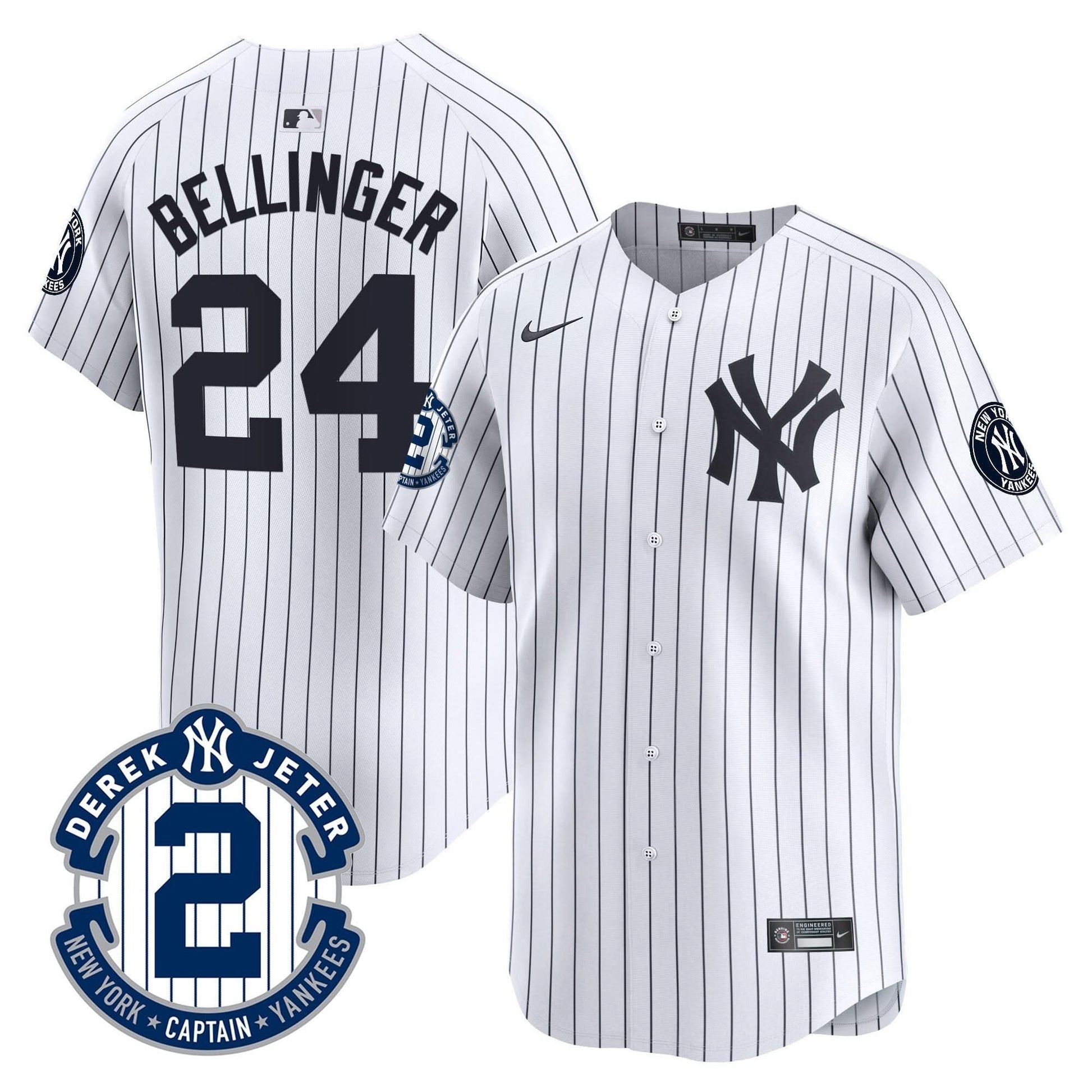 Men's Yankees Derek Jeter Patch Vapor Premier Limited Jersey - All Stitched