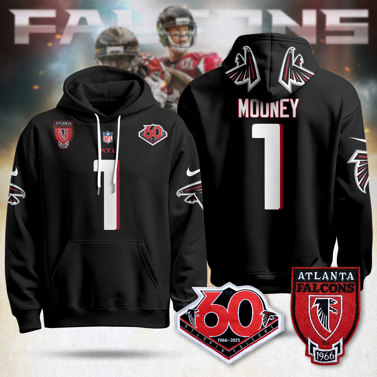 Atlanta Falcons 60th Season Pullover Hoodie - All Stitched