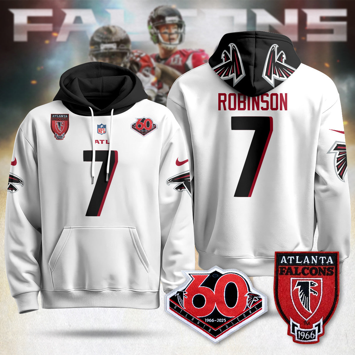 Atlanta Falcons 60th Season Pullover Hoodie - All Stitched