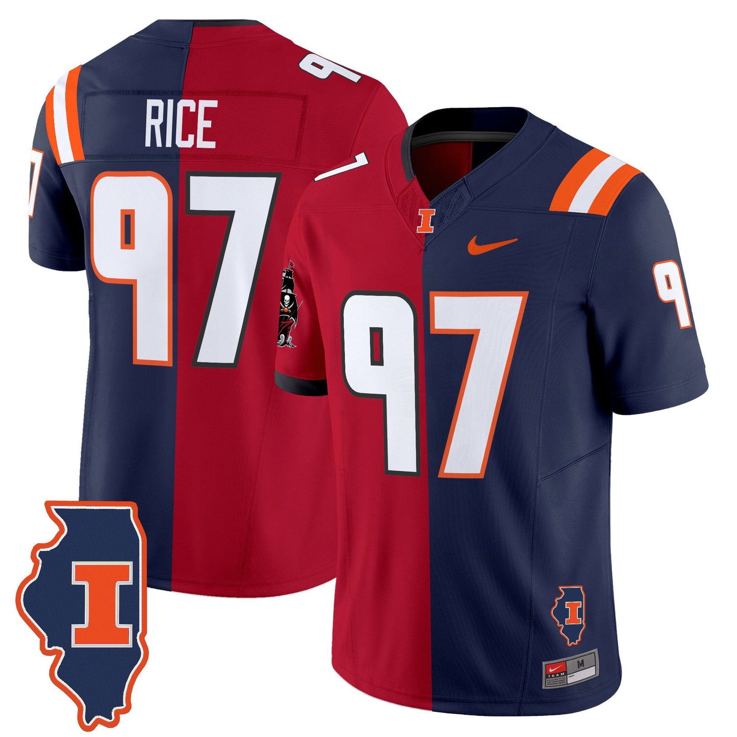 Illinois Fighting Illini Split Vapor Limited Jersey - All Stitched