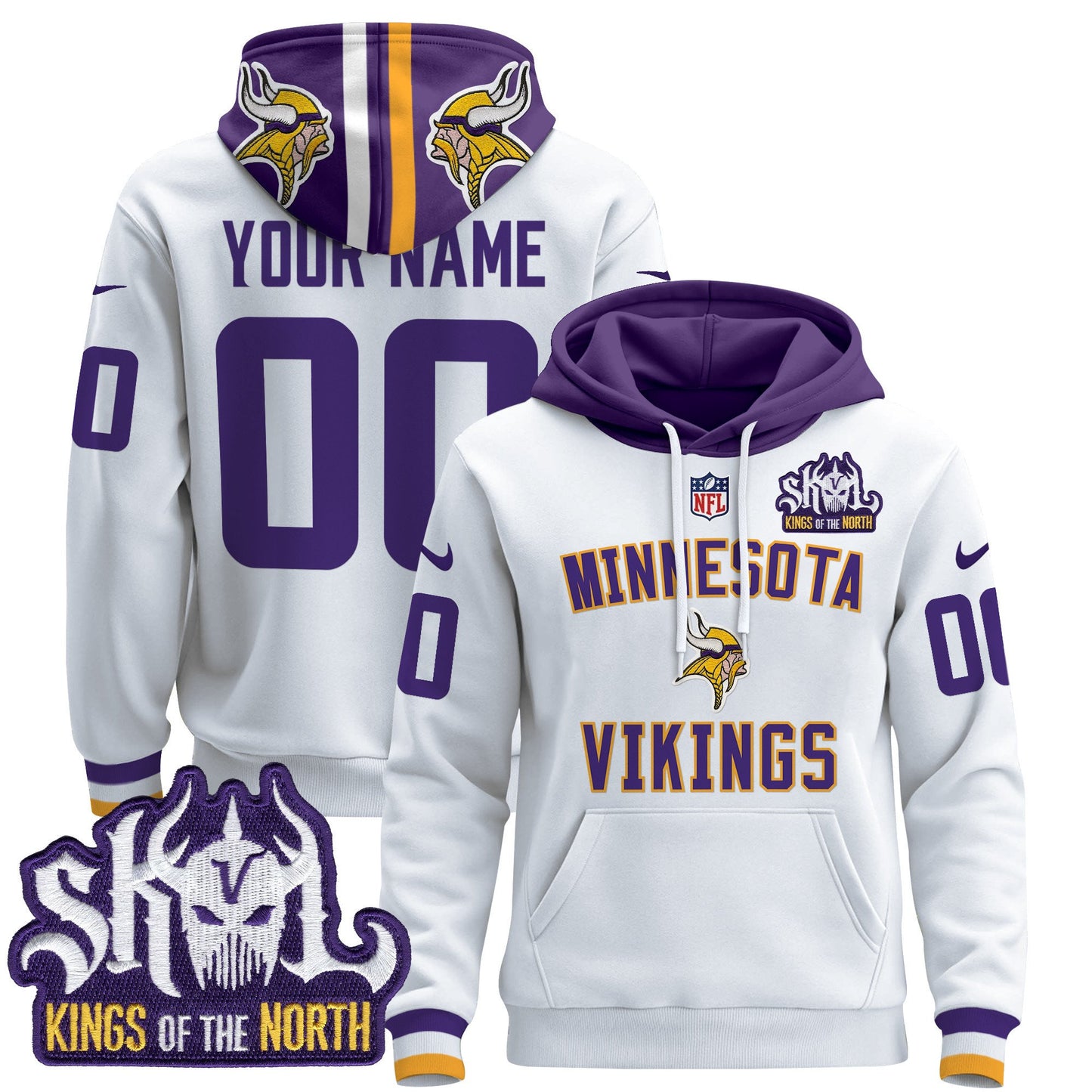 Minnesota Vikings 2024 Custom Pullover Hoodie V4 - All Stitched