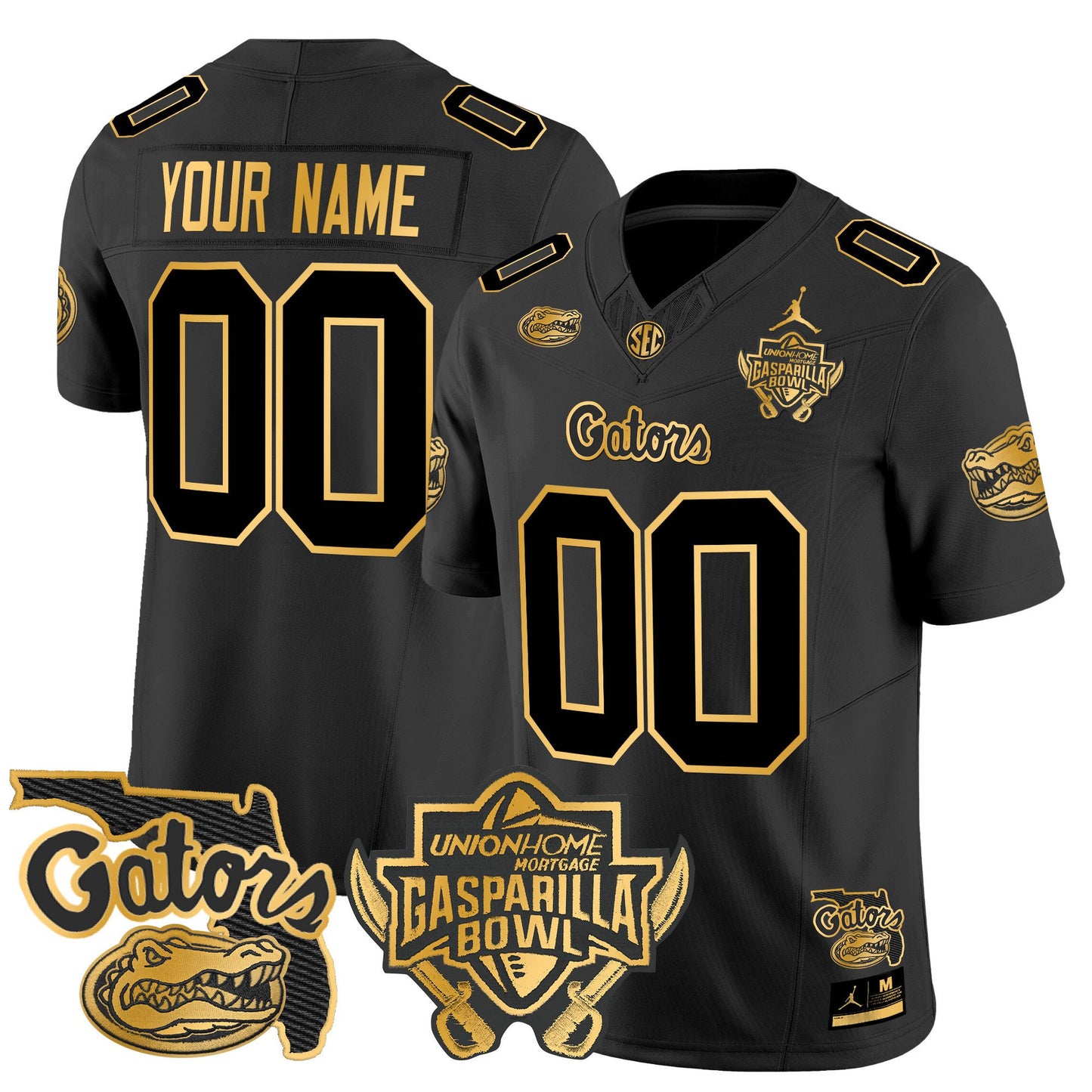 Florida Gators 2024 Gasparilla Bowl Patch Gold Vapor Limited Custom Jersey - All Stitched