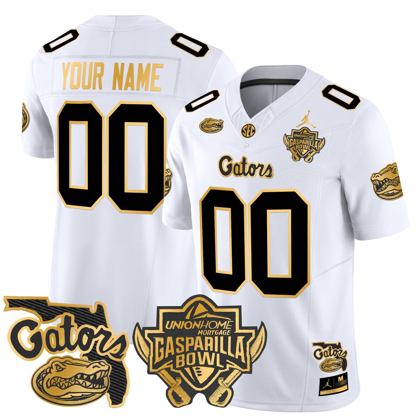 Florida Gators 2024 Gasparilla Bowl Patch Gold Vapor Limited Custom Jersey - All Stitched