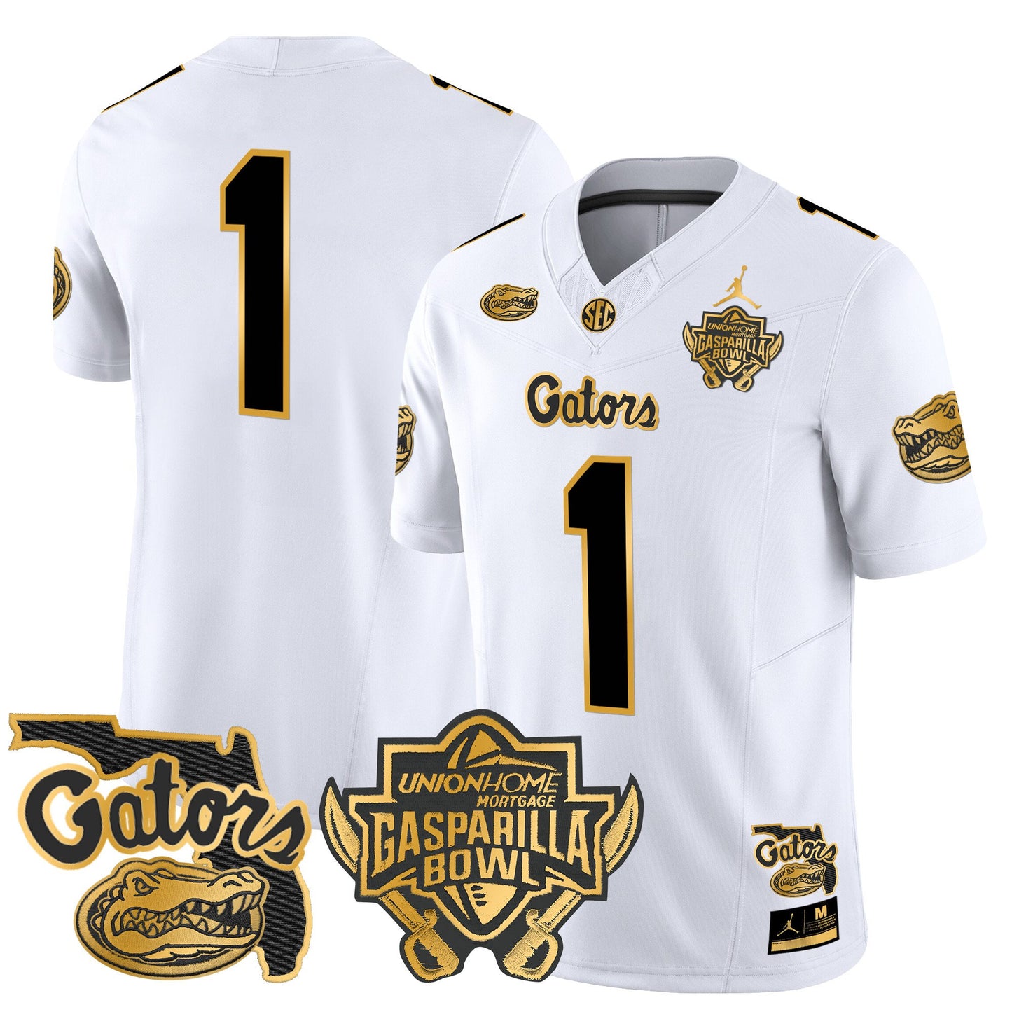 Florida Gators 2024 Gasparilla Bowl Patch Gold Vapor Limited Jersey - All Stitched