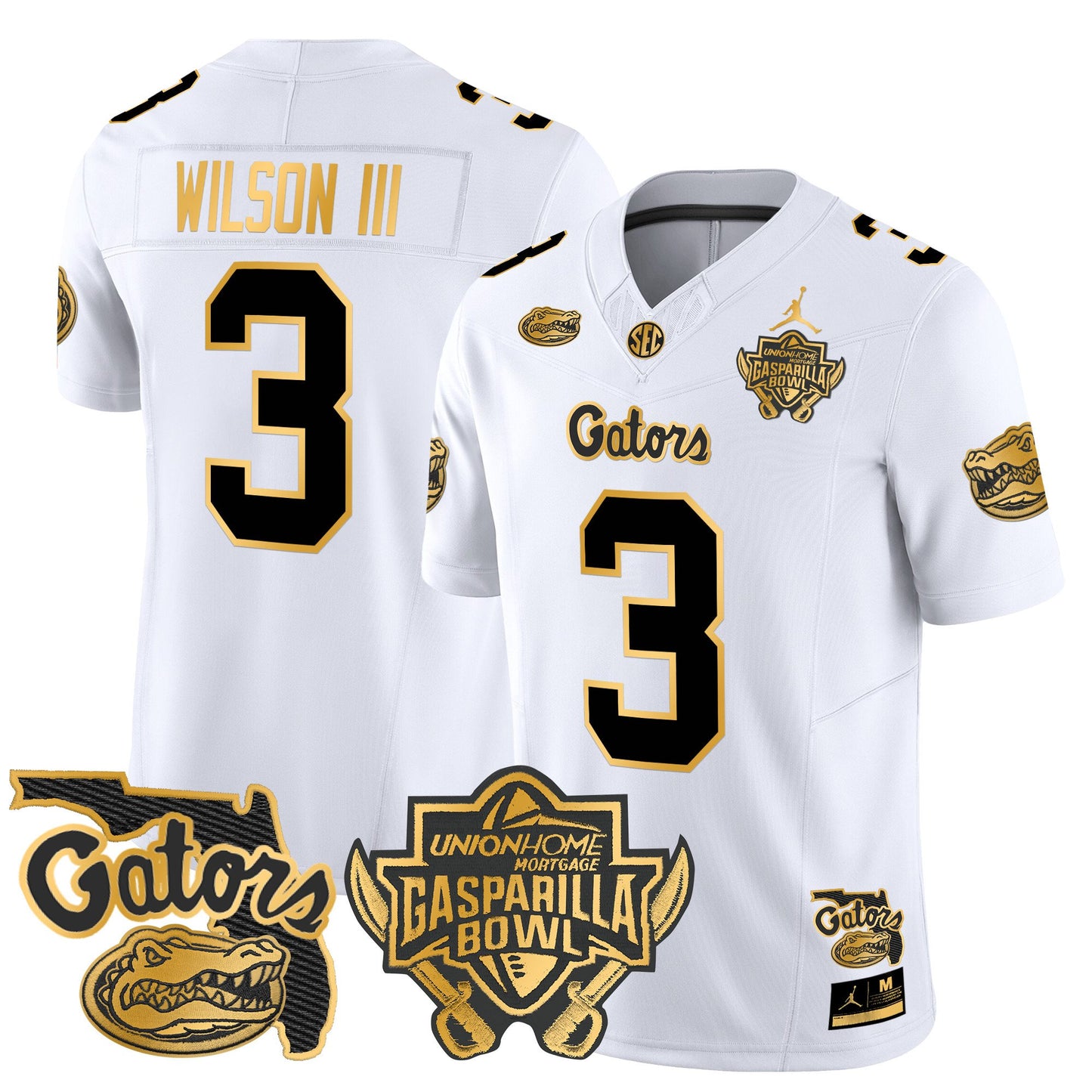 Florida Gators 2024 Gasparilla Bowl Patch Gold Vapor Limited Jersey - All Stitched