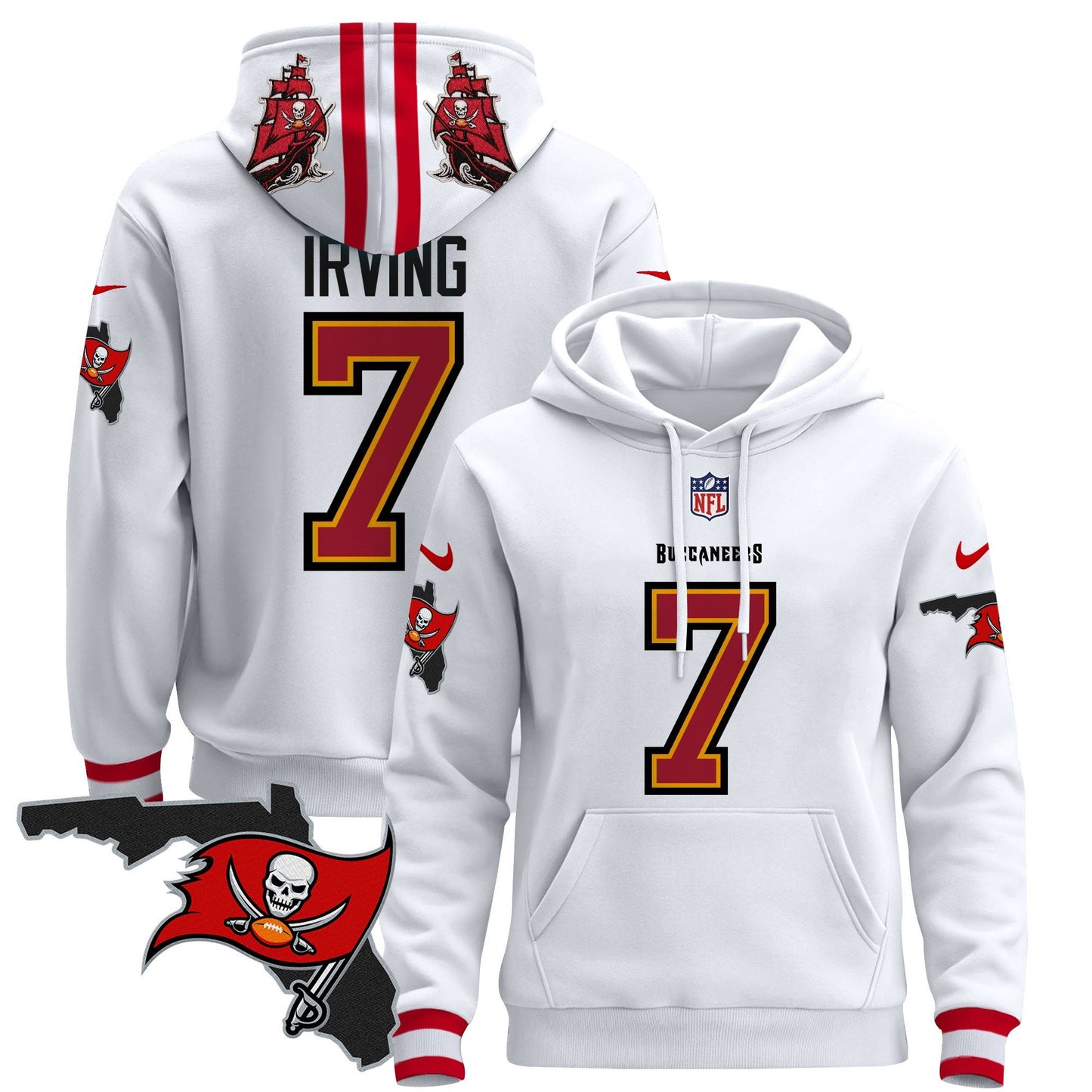 Buccaneers Florida Patch Pullover Hoodie - All Stitched