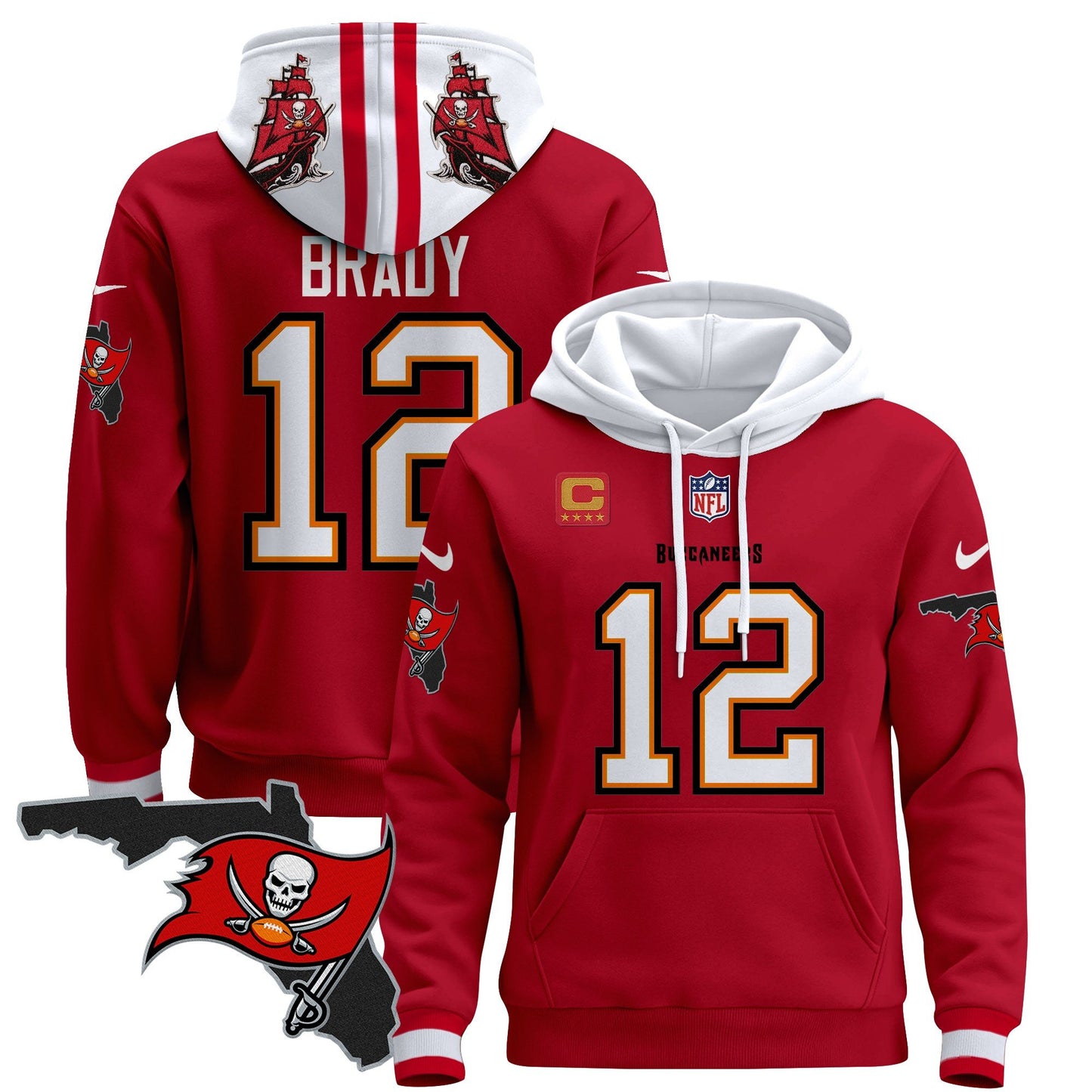 Buccaneers Florida Patch Pullover Hoodie - All Stitched