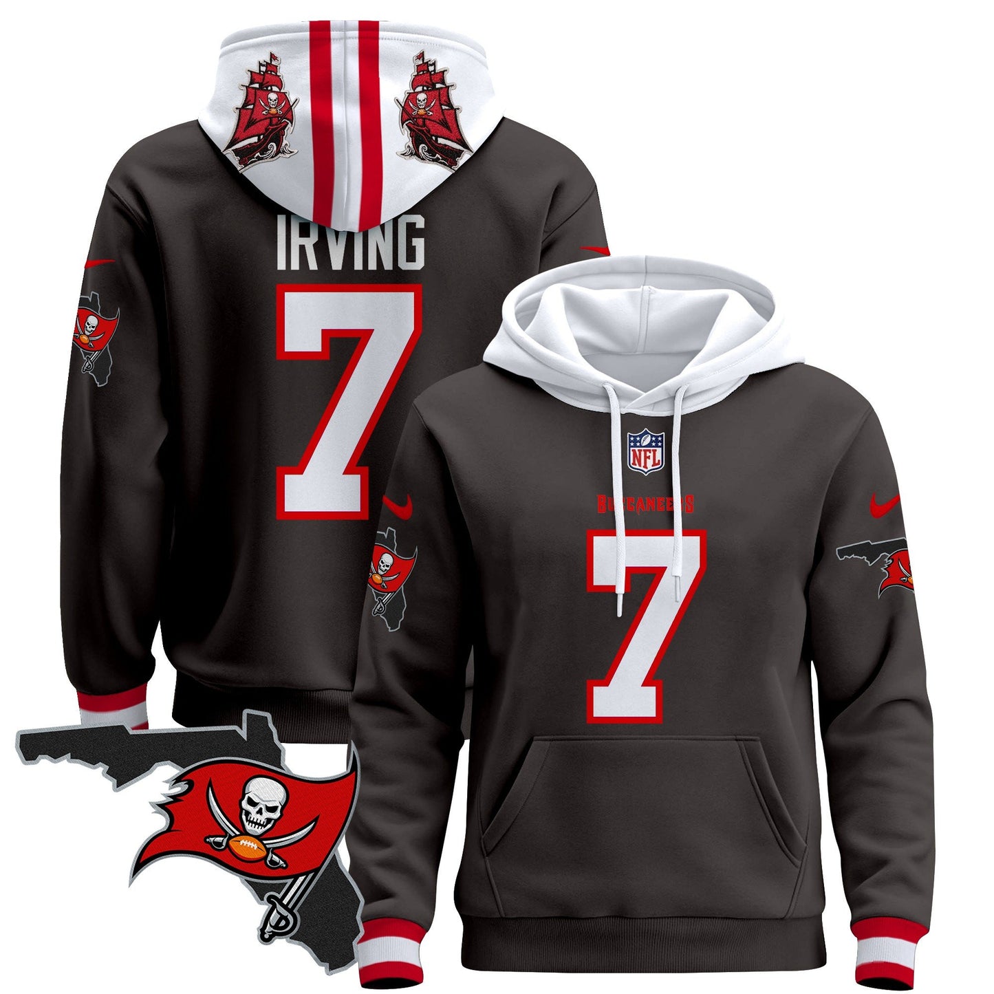 Buccaneers Florida Patch Pullover Hoodie - All Stitched