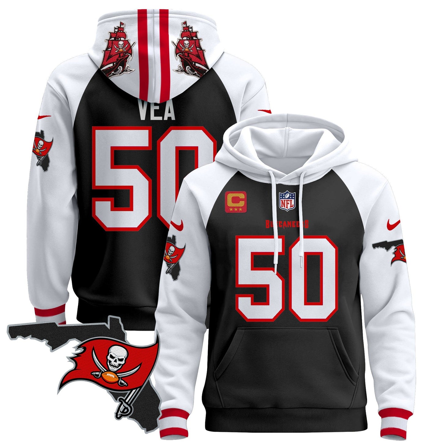 Buccaneers Florida Patch Pullover Hoodie - All Stitched