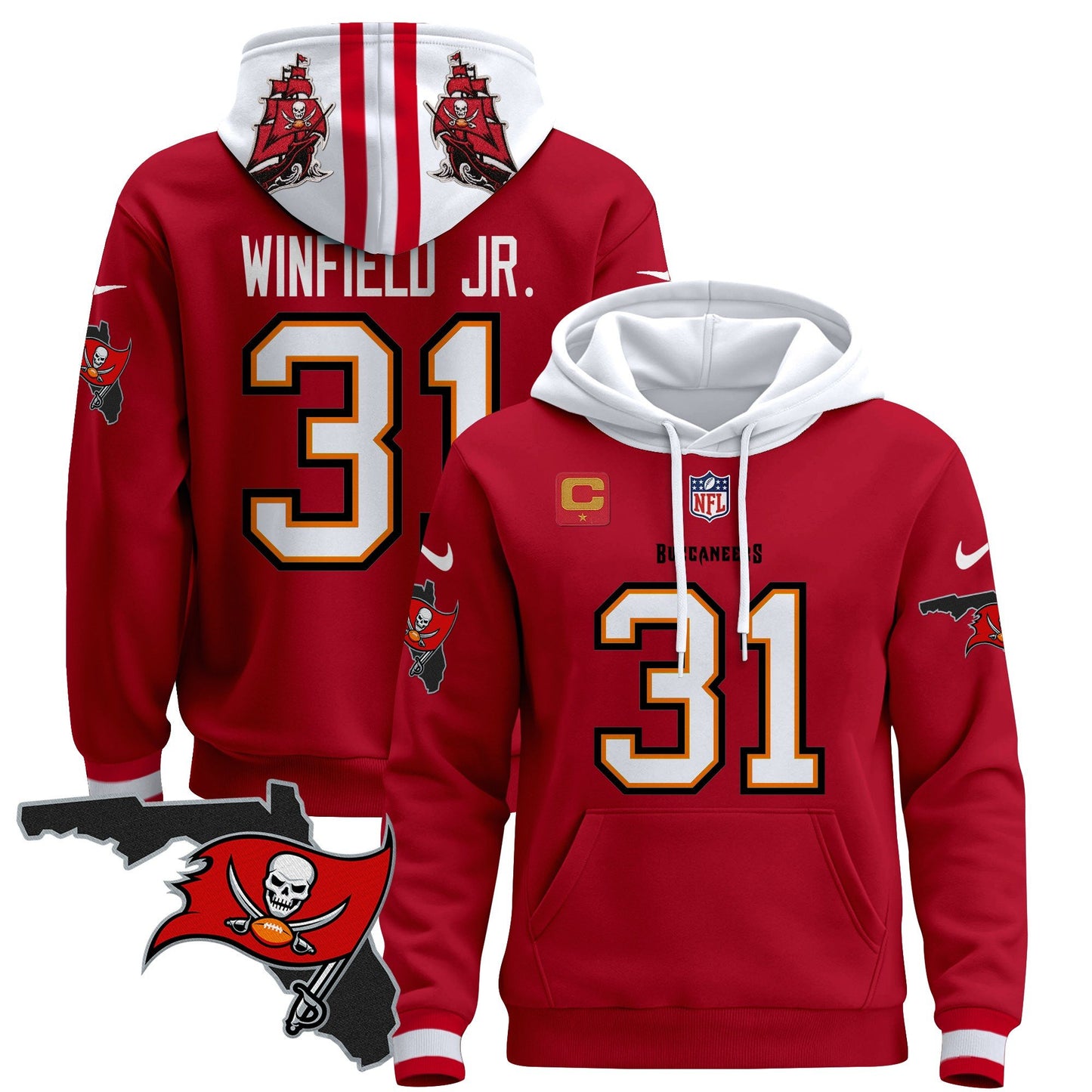 Buccaneers Florida Patch Pullover Hoodie - All Stitched