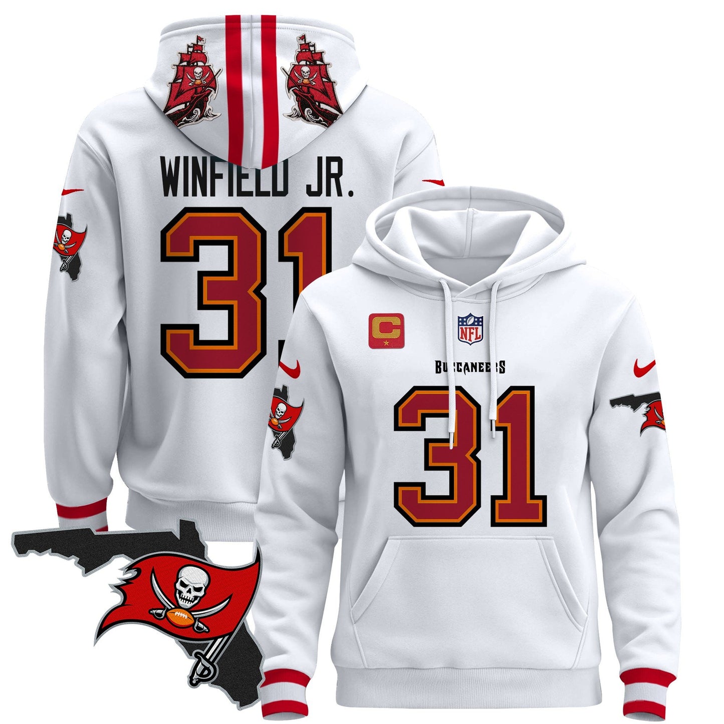 Buccaneers Florida Patch Pullover Hoodie - All Stitched