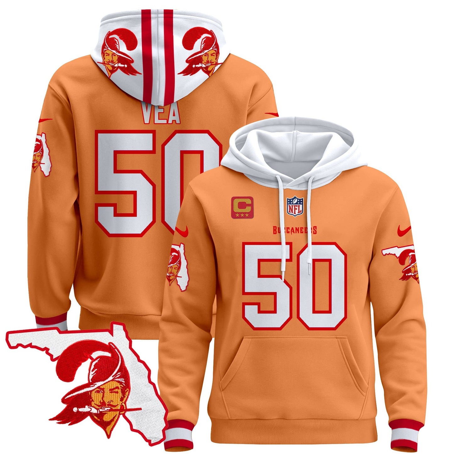 Buccaneers Florida Patch Pullover Hoodie - All Stitched