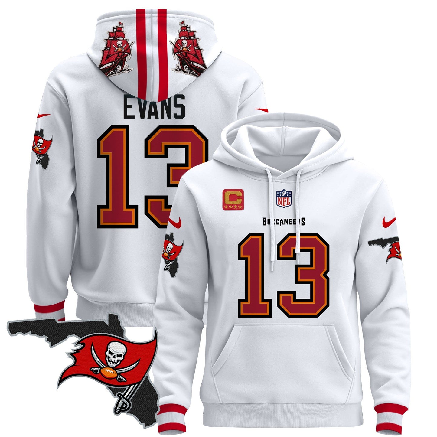 Buccaneers Florida Patch Pullover Hoodie - All Stitched