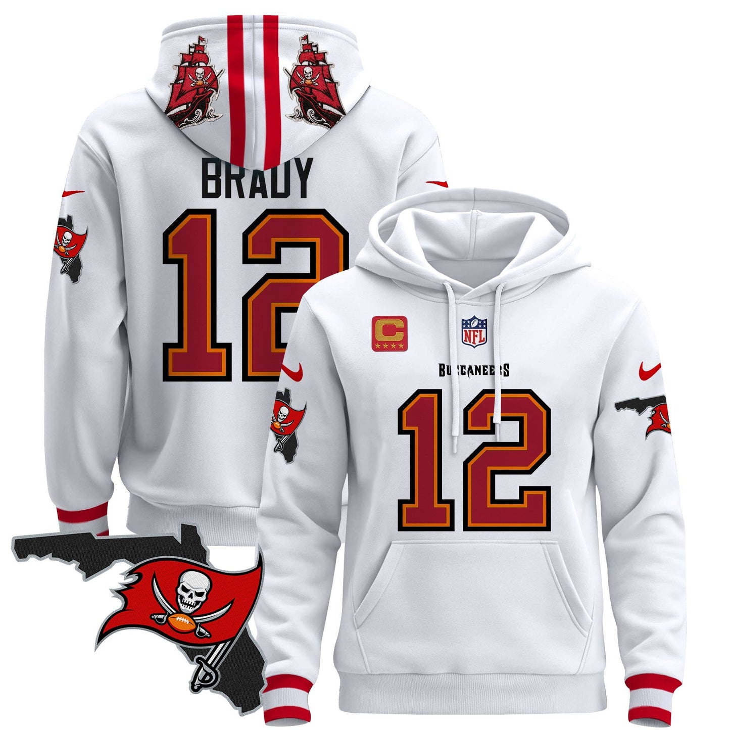 Buccaneers Florida Patch Pullover Hoodie - All Stitched