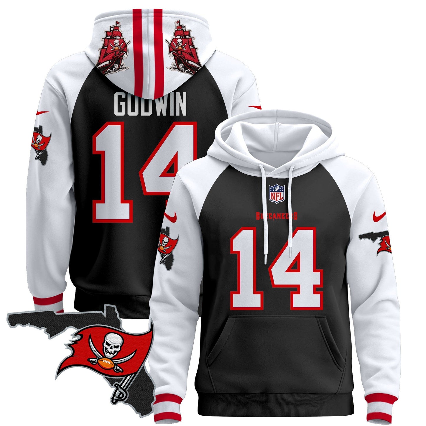 Buccaneers Florida Patch Pullover Hoodie - All Stitched