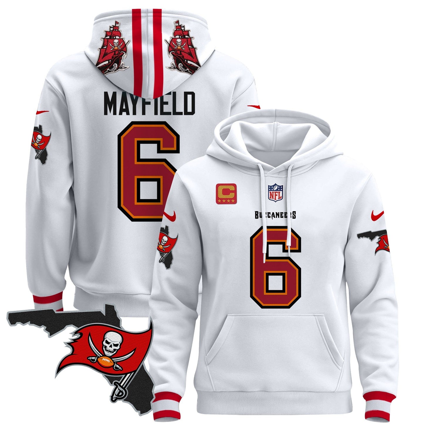 Buccaneers Florida Patch Pullover Hoodie - All Stitched