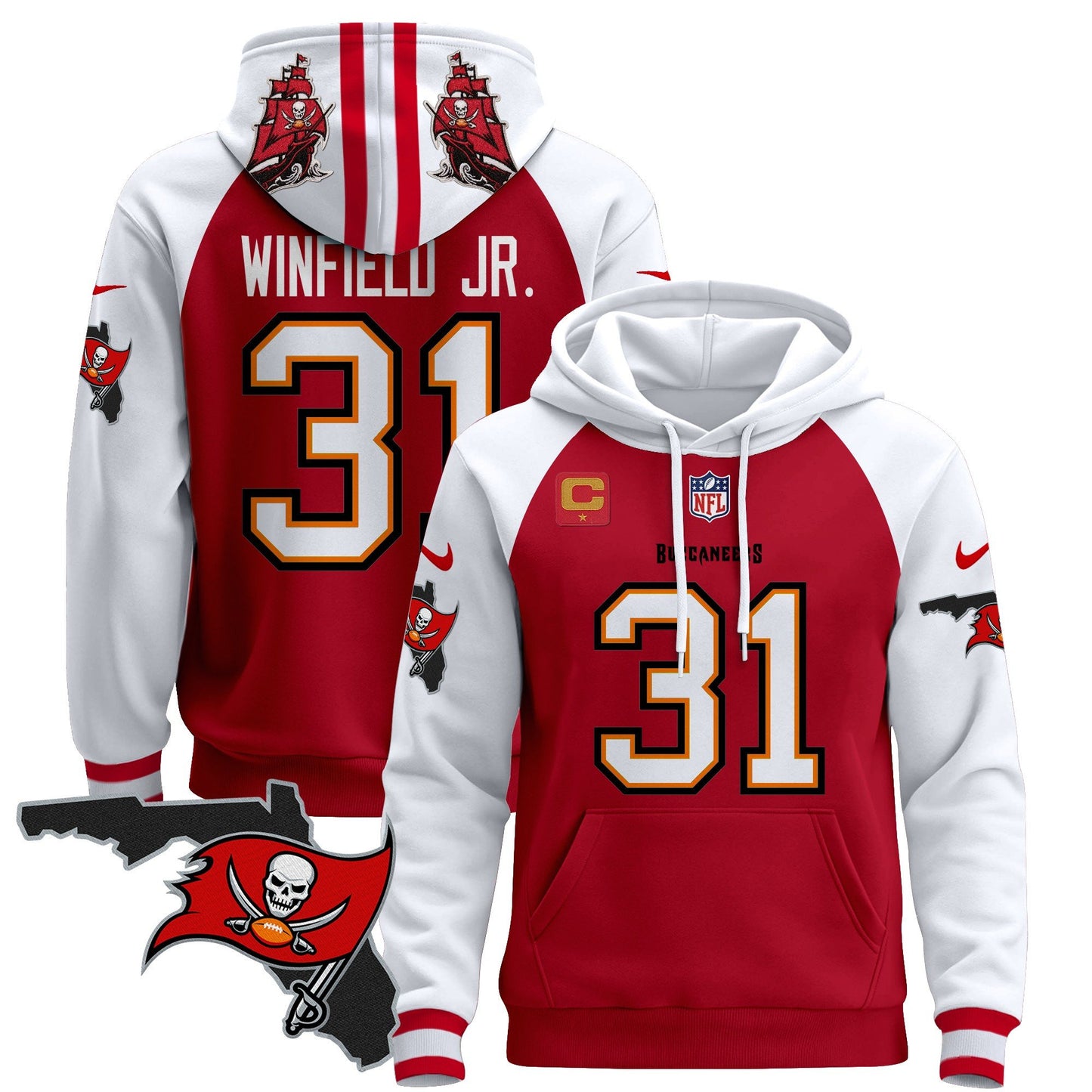 Buccaneers Florida Patch Pullover Hoodie - All Stitched