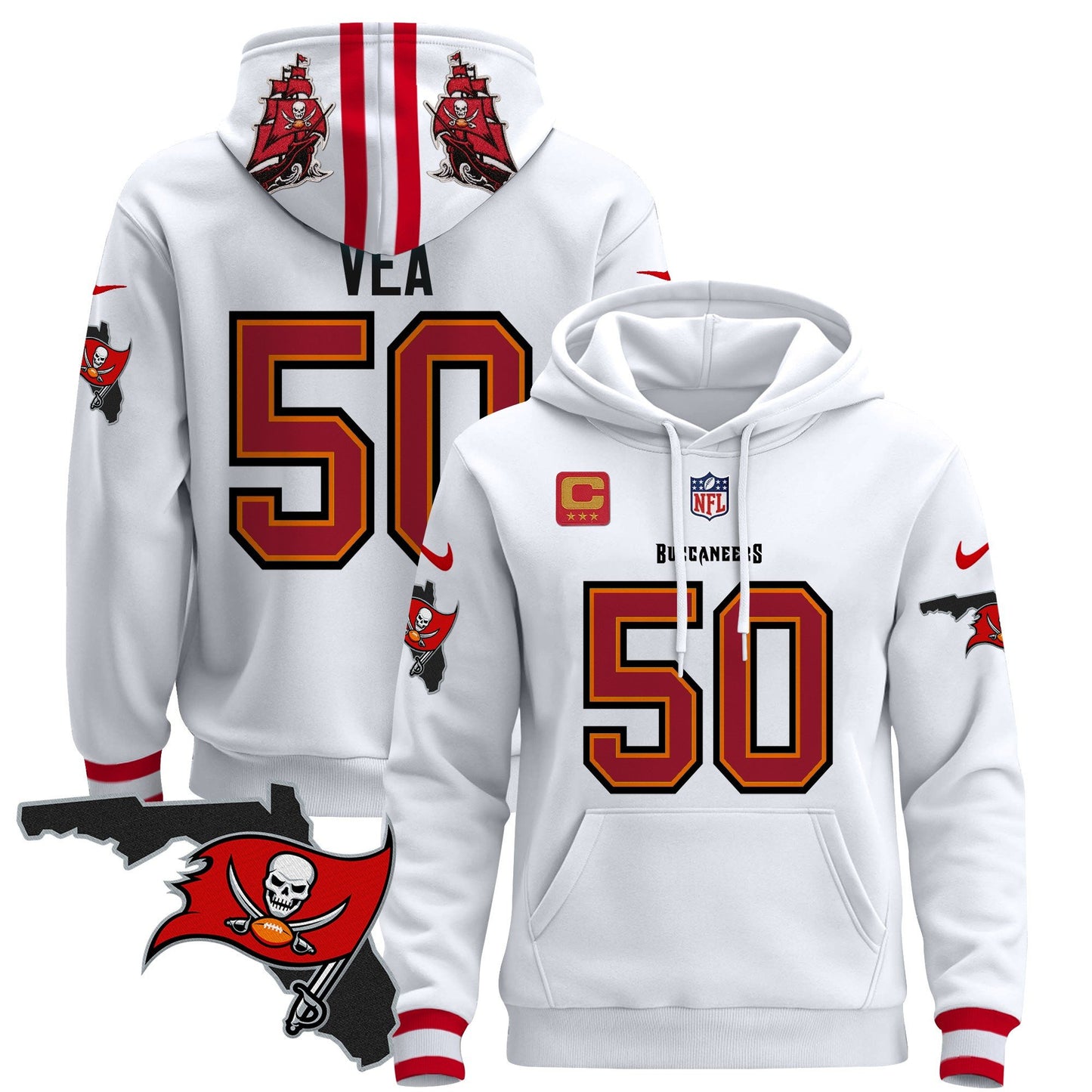 Buccaneers Florida Patch Pullover Hoodie - All Stitched