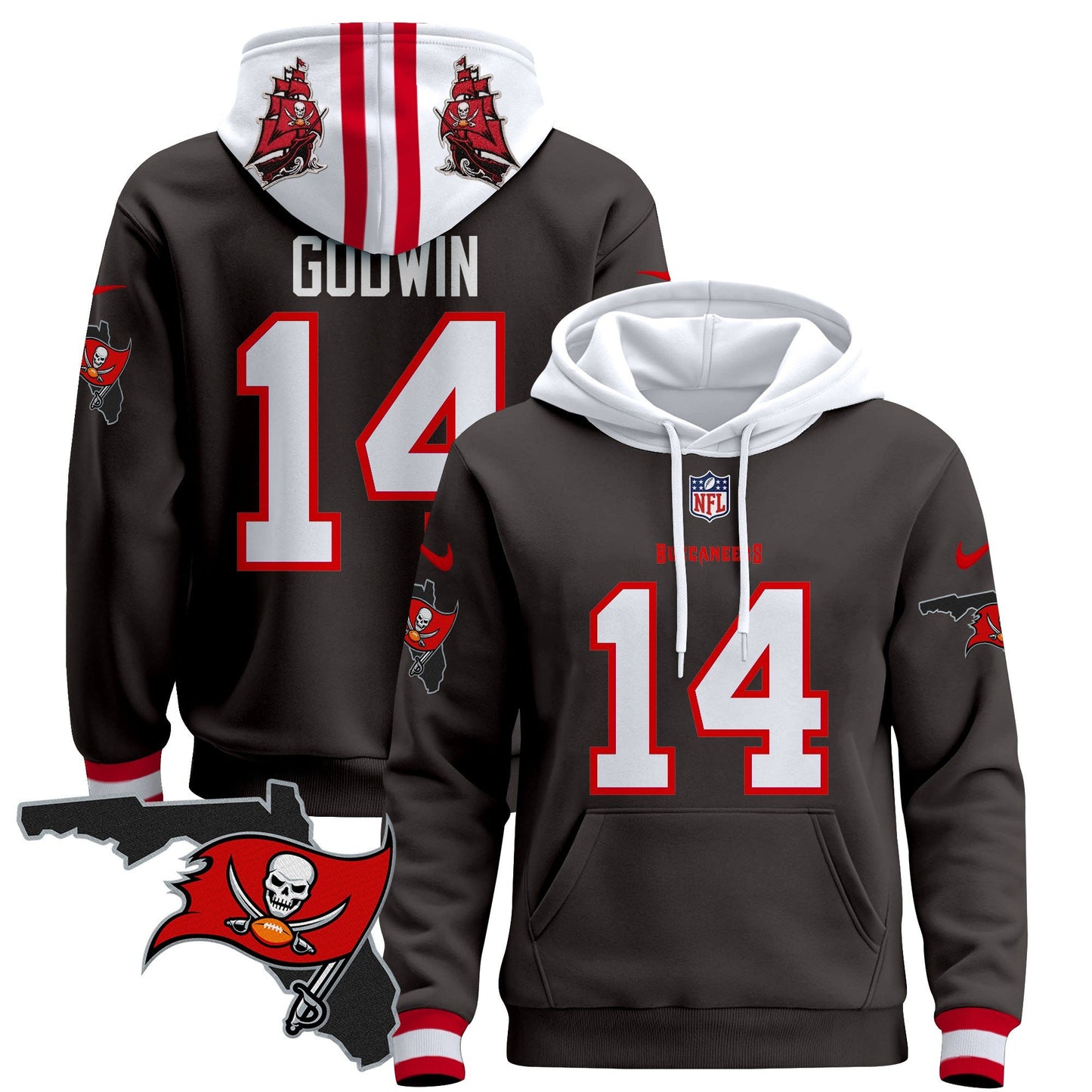 Buccaneers Florida Patch Pullover Hoodie - All Stitched