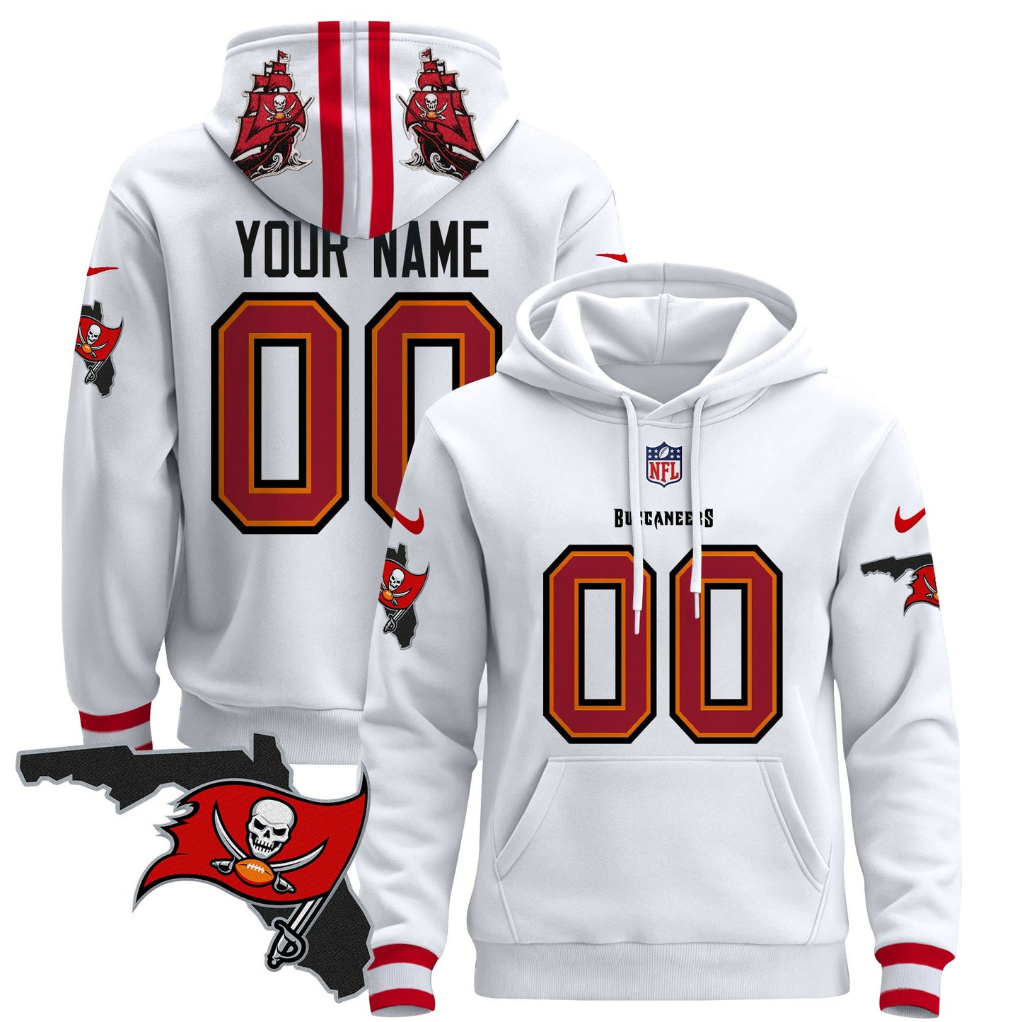 Buccaneers Florida Patch Custom Pullover Hoodie - All Stitched