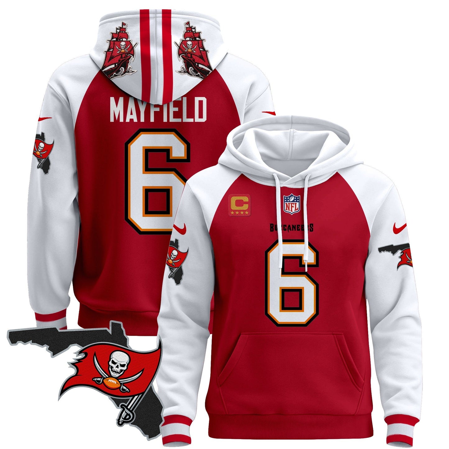 Buccaneers Florida Patch Pullover Hoodie - All Stitched