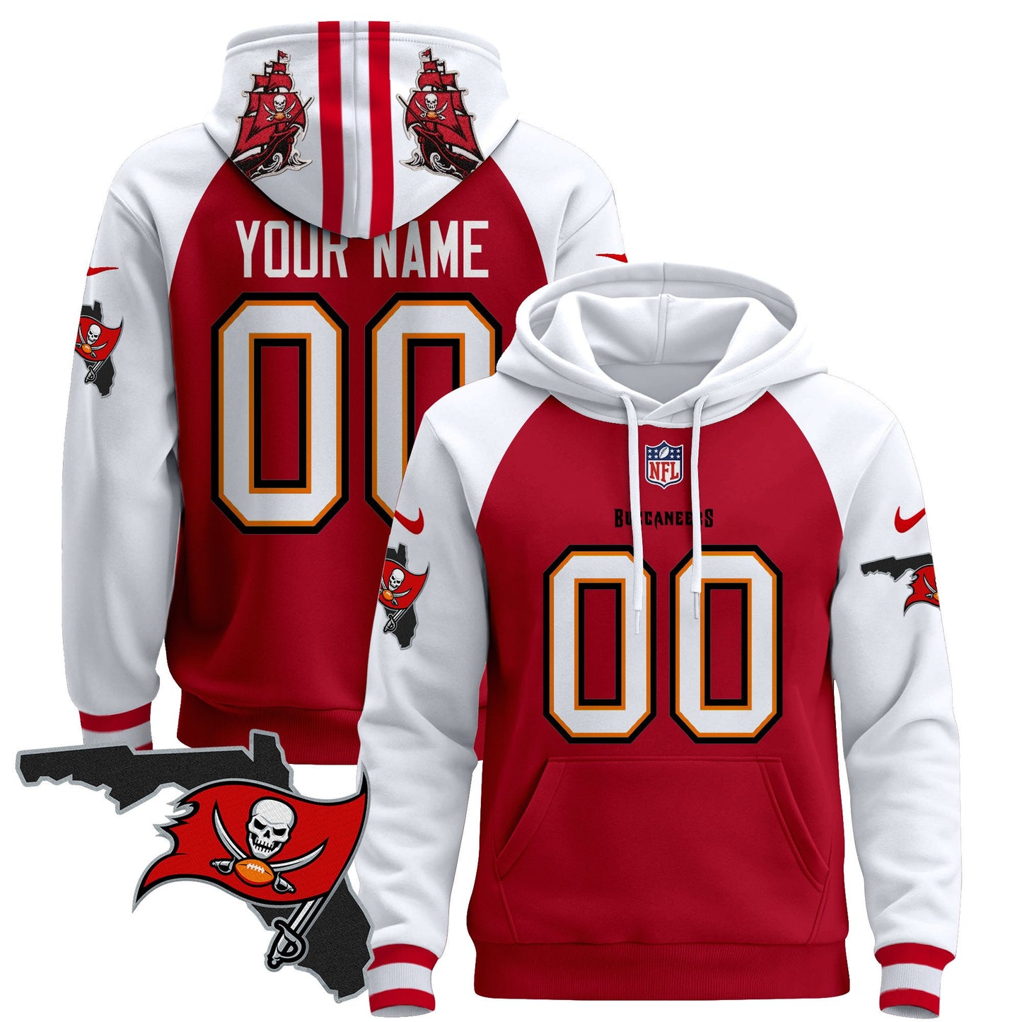 Buccaneers Florida Patch Custom Pullover Hoodie - All Stitched