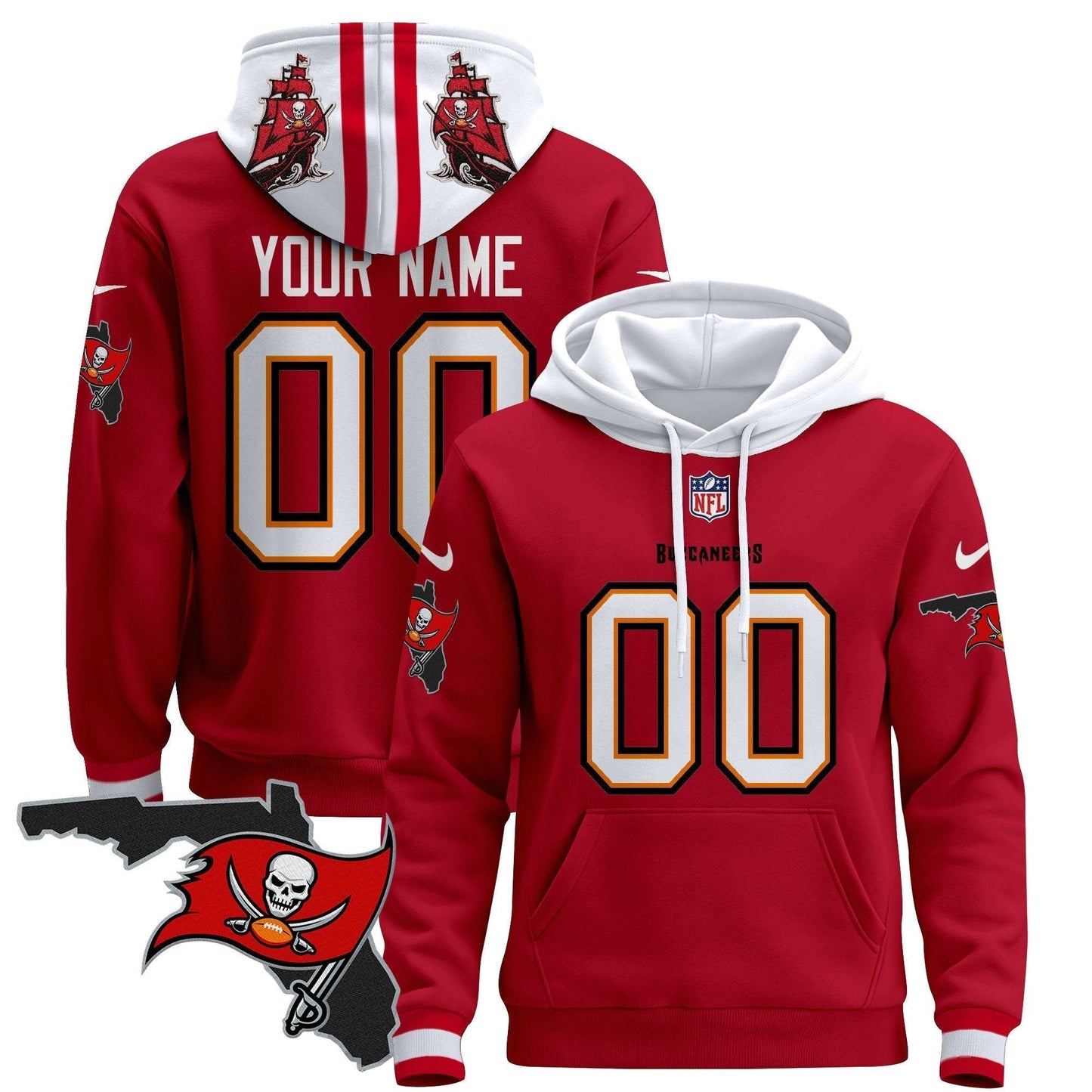 Buccaneers Florida Patch Custom Pullover Hoodie