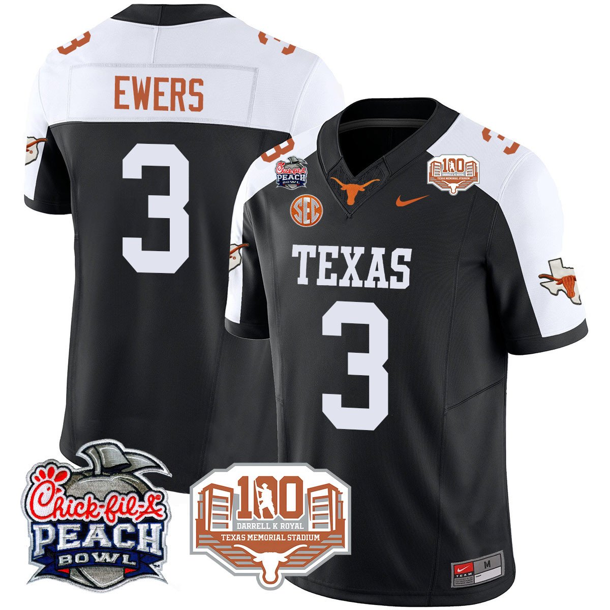 Texas Longhorns 2024 Chick-fil-A Peach Bowl Jersey - All Stitched