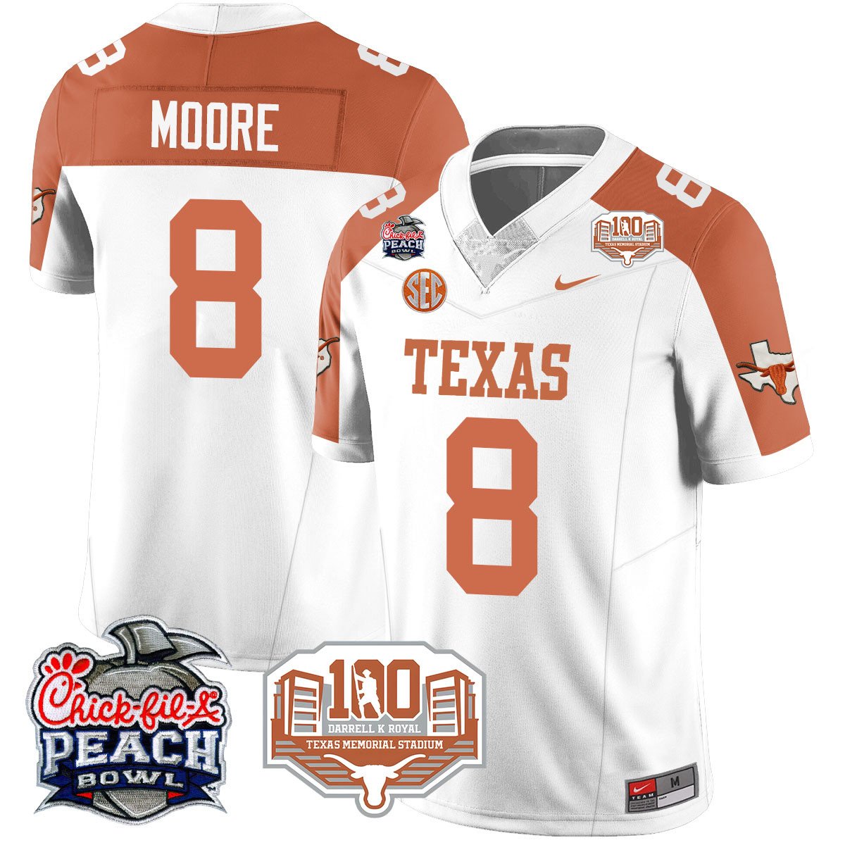 Texas Longhorns 2024 Chick-fil-A Peach Bowl Jersey - All Stitched