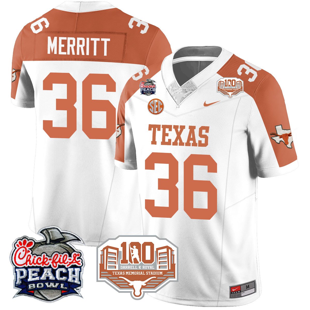 Men's Texas Longhorns 2024 Chick-fil-A Peach Bowl Jersey - All Stitched