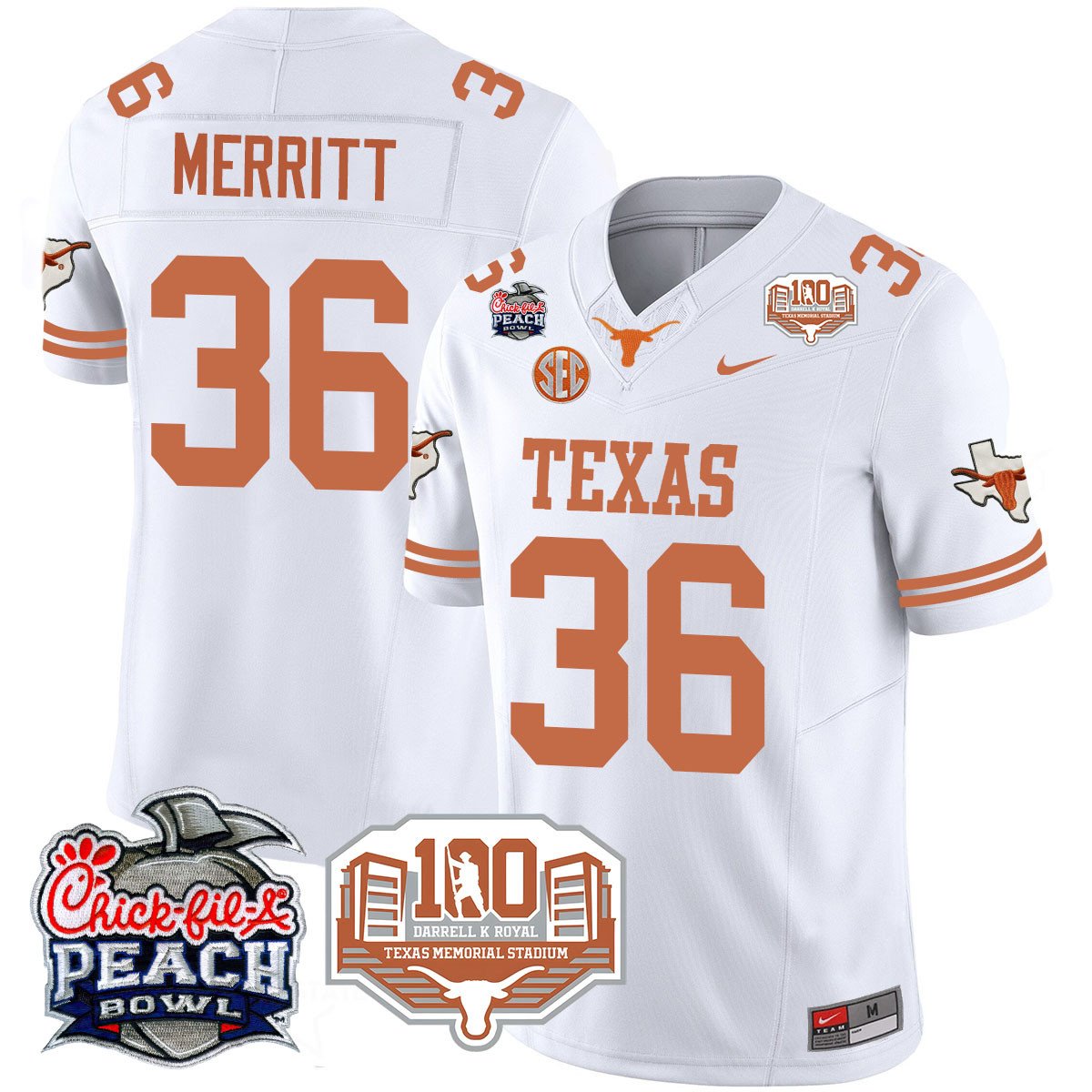 Men's Texas Longhorns 2024 Chick-fil-A Peach Bowl Jersey - All Stitched