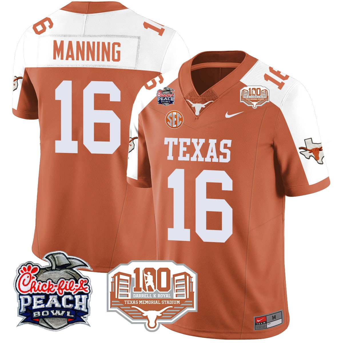 Texas Longhorns 2024 Chick-fil-A Peach Bowl Jersey - All Stitched