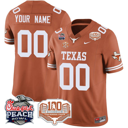 Custom Texas Longhorns 2024 Chick-fil-A Peach Bowl Jersey - All Stitched