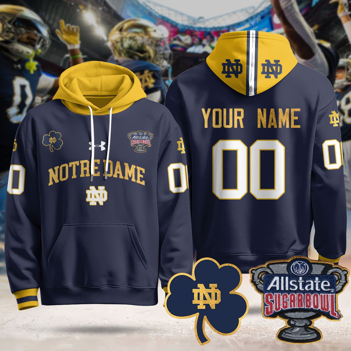 Notre Dame Fighting Irish Allstate Sugar Bowl Hoodie - All Stitched