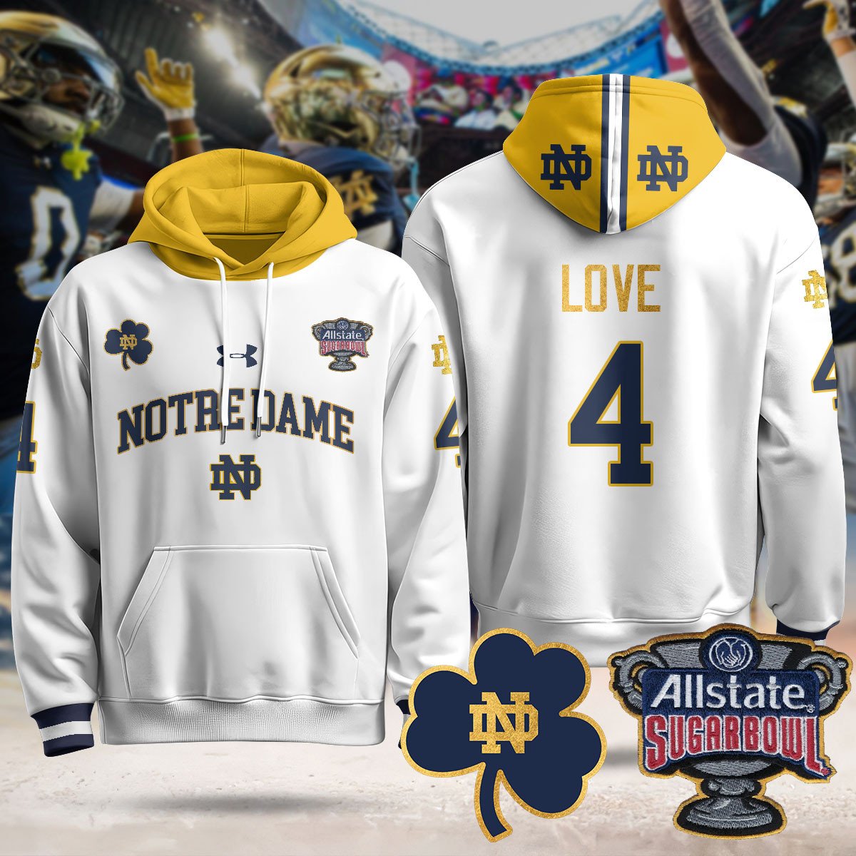 Notre Dame Fighting Irish Allstate Sugar Bowl Hoodie - All Stitched