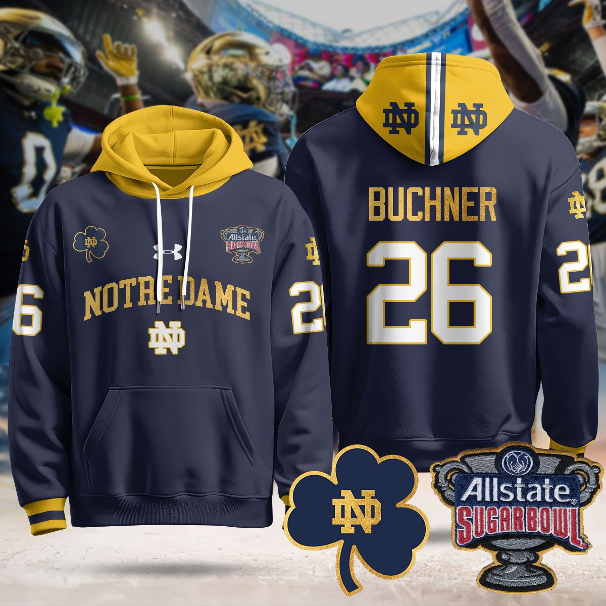 Notre Dame Fighting Irish Allstate Sugar Bowl Hoodie - All Stitched